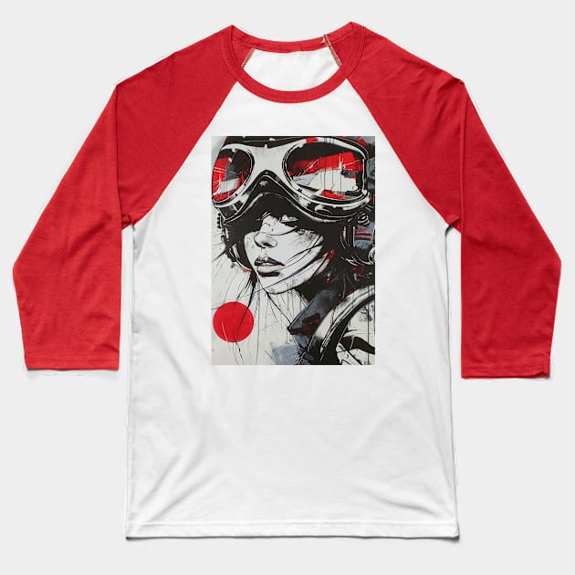 Black Ink Pilot Woman Baseball T-Shirt by Durro